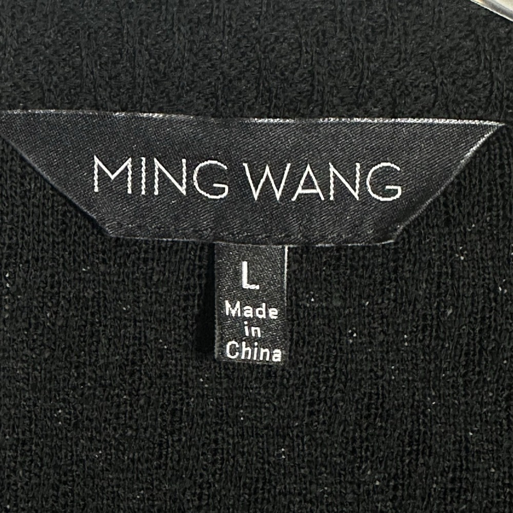 Ming Wang Knit Jacket Black Gray Pink Abstract Line Single Button Womens Size L - Picture 3 of 12